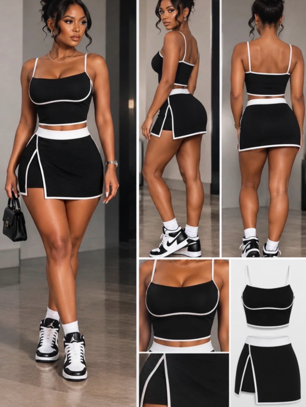 Black Contrast-Trim Mini Skirt - Women